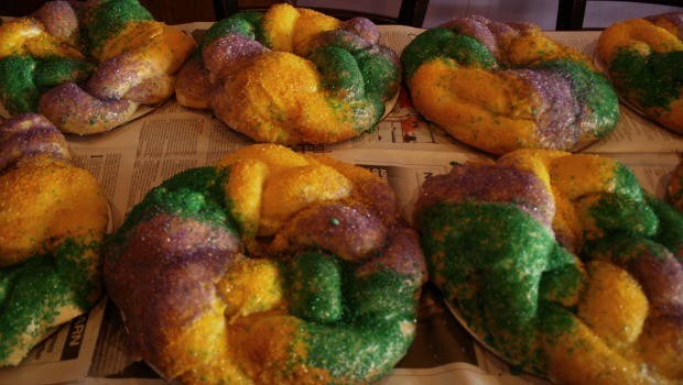 Joshua Levi, the Levi's son, hard at work on King's Cakes after the restaurant's kitchen closed for the night.